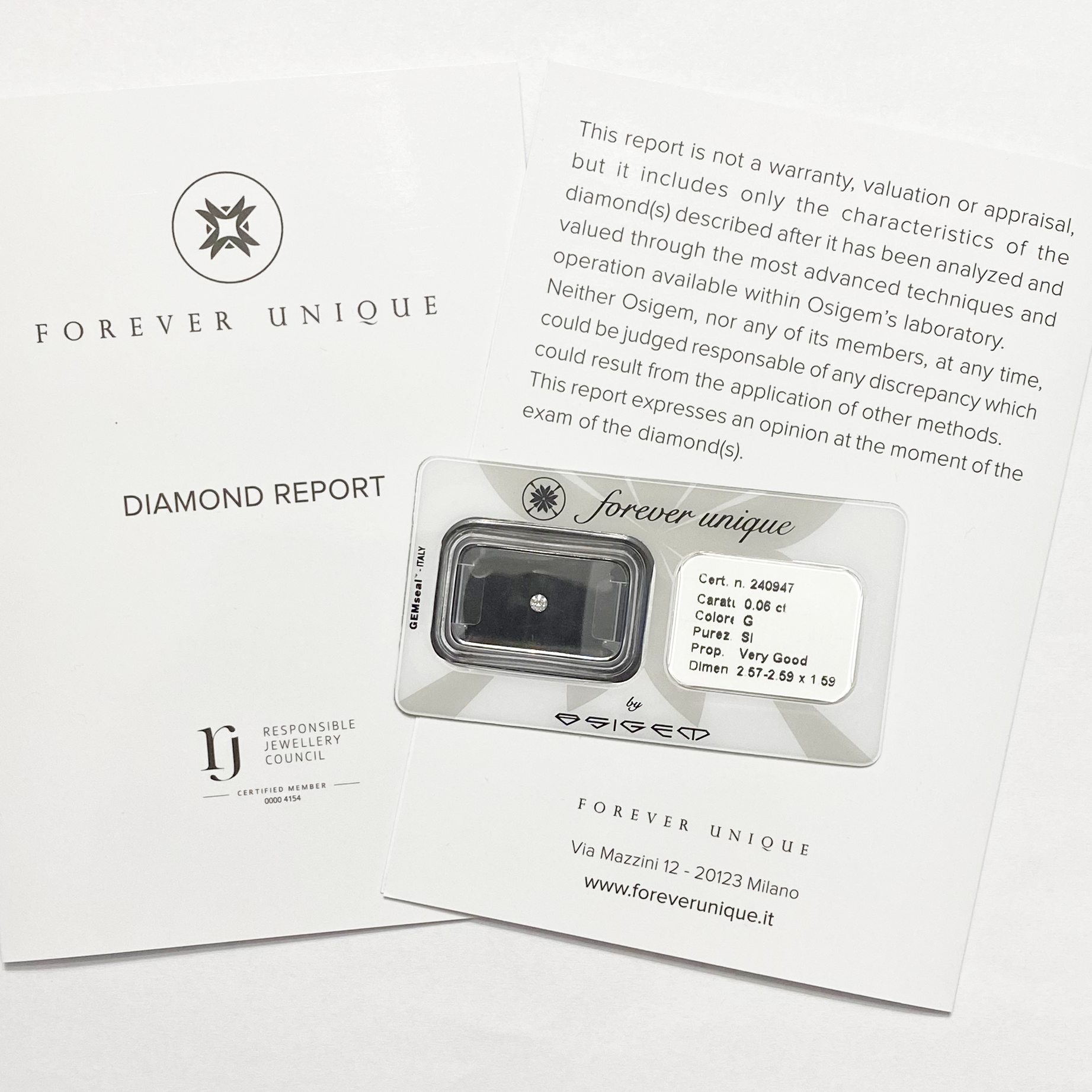 Gyémánt 006ct 240947 Osigem-Responsible Jewellery Council-Forever unique - Image 2