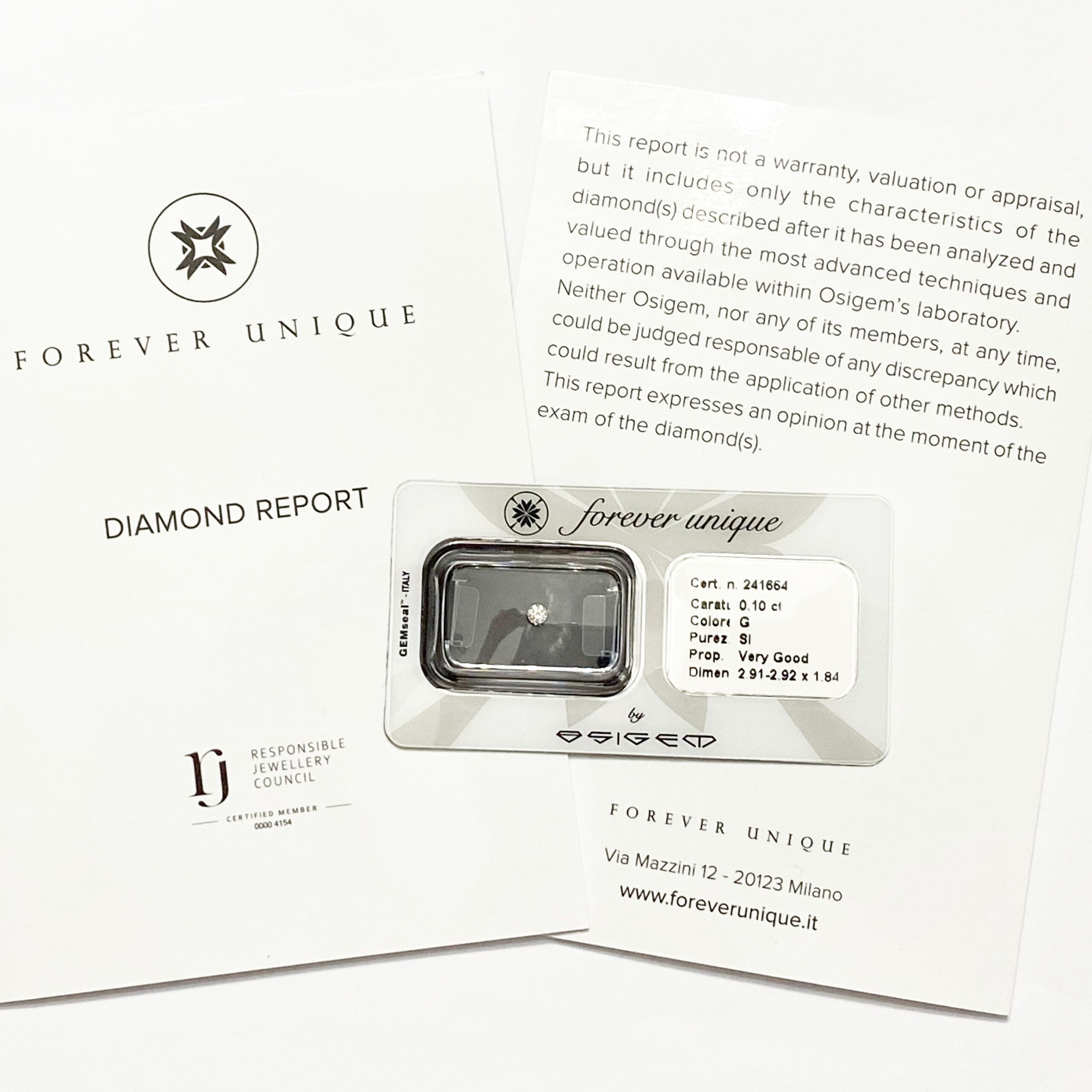 Gyémánt 010ct 241664 Osigem-Responsible Jewellery Council-Forever unique - Image 2