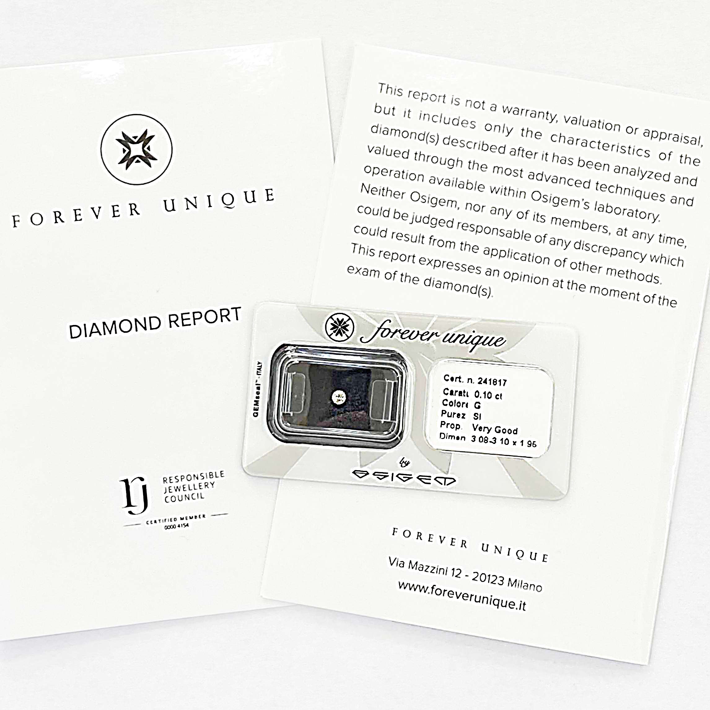 Gyémánt 010ct 241817 Osigem-Responsible Jewellery Council-Forever unique - Image 2