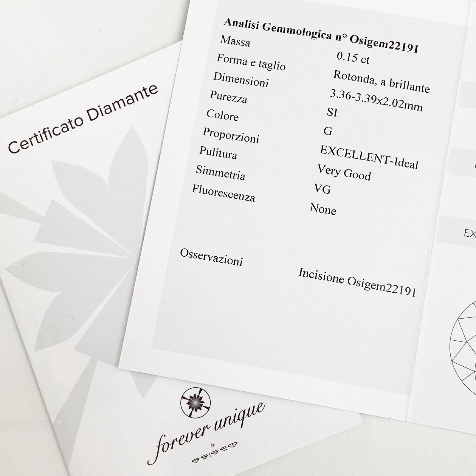 Gyémánt 015ct 22191 Osigem-Responsible Jewellery Council-Forever unique - Image 2