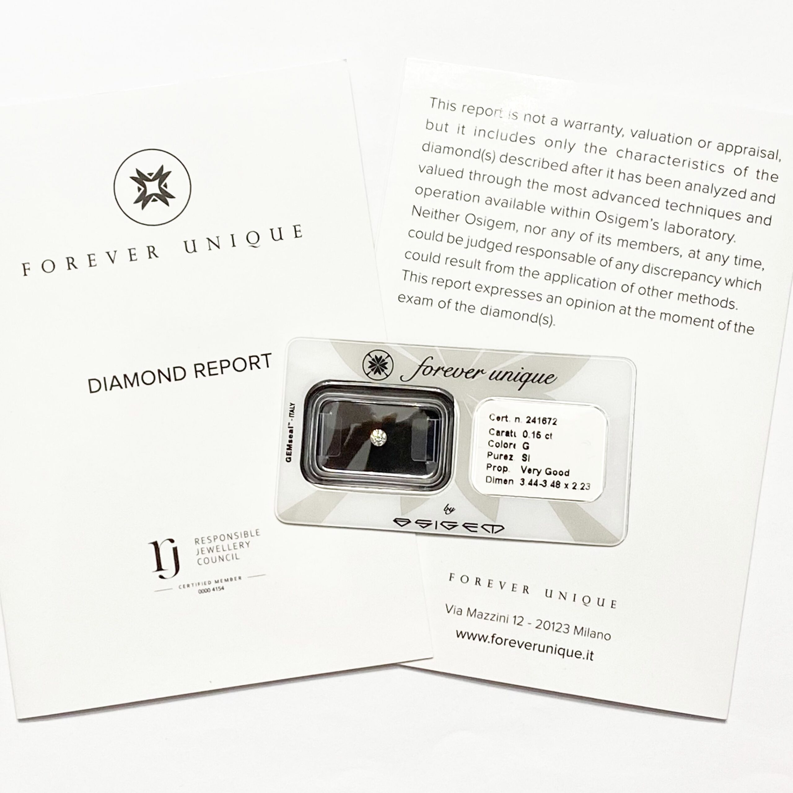 Gyémánt 015ct 241672 Osigem-Responsible Jewellery Council-Forever unique - Image 2
