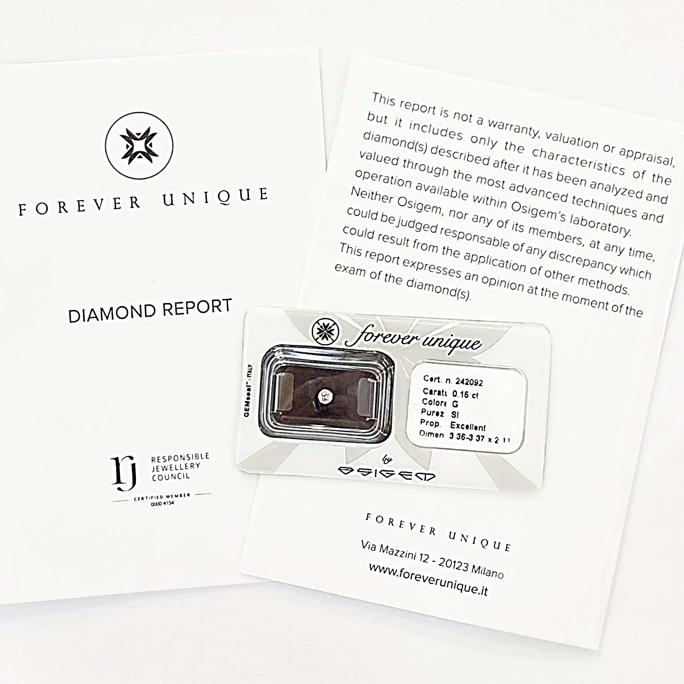 Gyémánt 015ct 242092 Osigem-Responsible Jewellery Council-Forever unique - Image 2