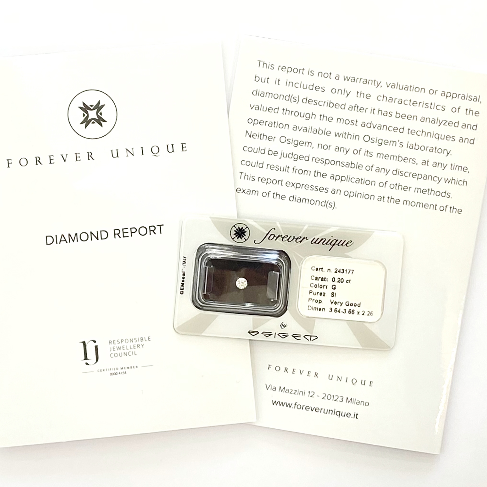 Gyémánt 020ct 243177 Osigem-Responsible Jewellery Council-Forever unique - Image 2