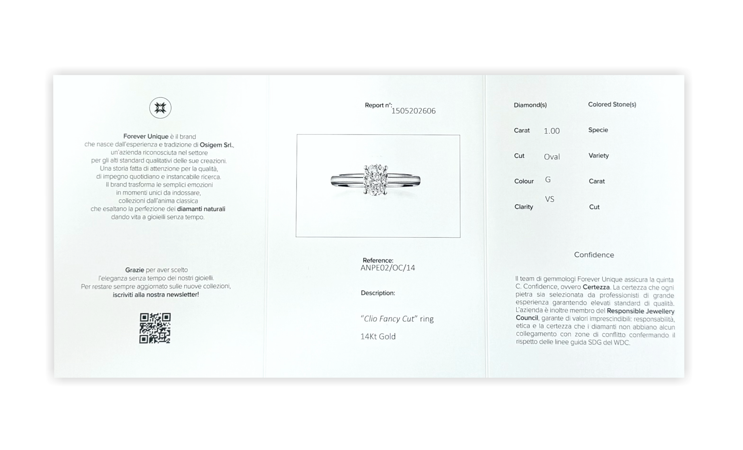 Gyémánt 1ct oval 1505202606 Osigem-Responsible Jewellery Council-Forever unique 243292 - Image 2