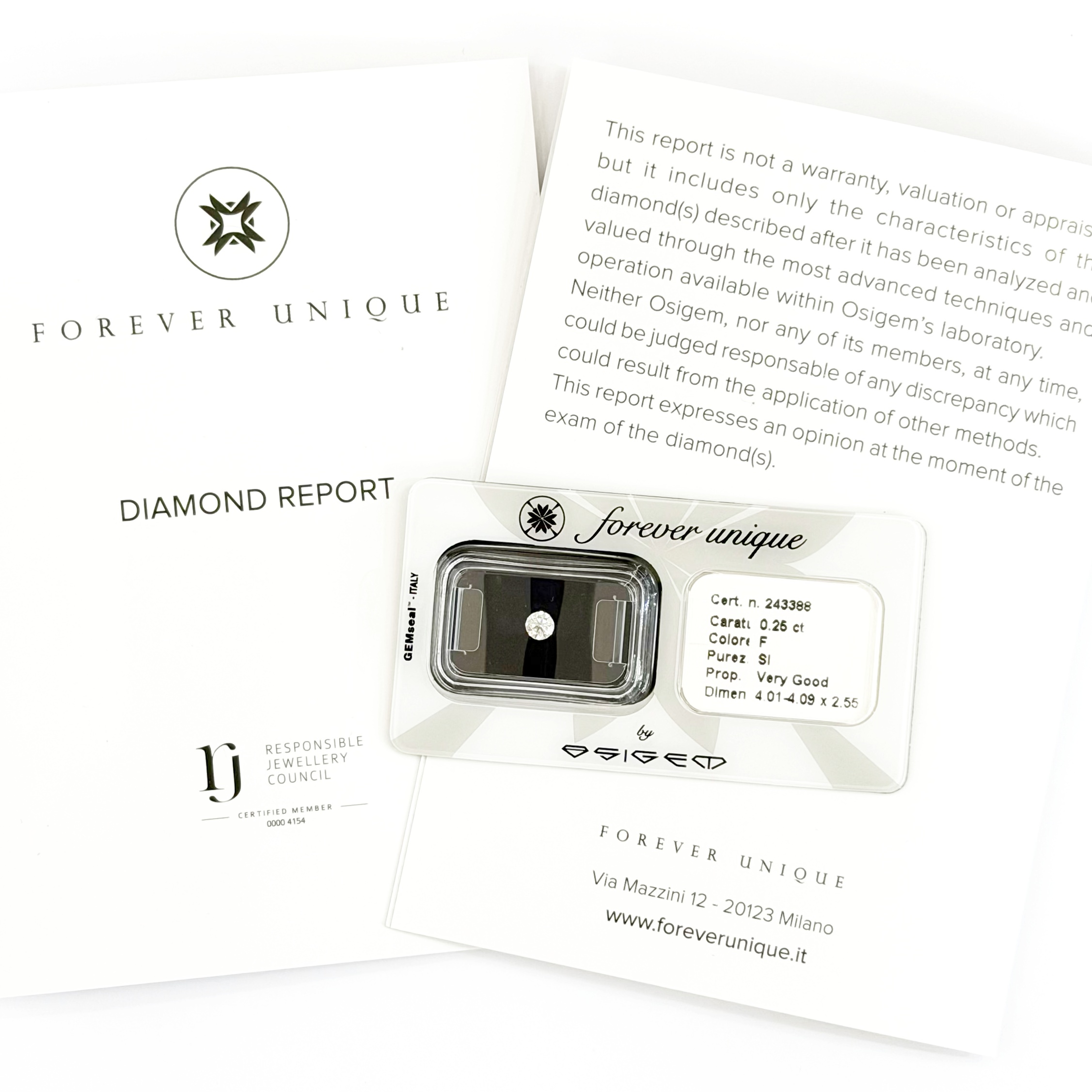 Gyémánt 025ct 243388 Osigem-Responsible Jewellery Council-Forever unique - Image 2