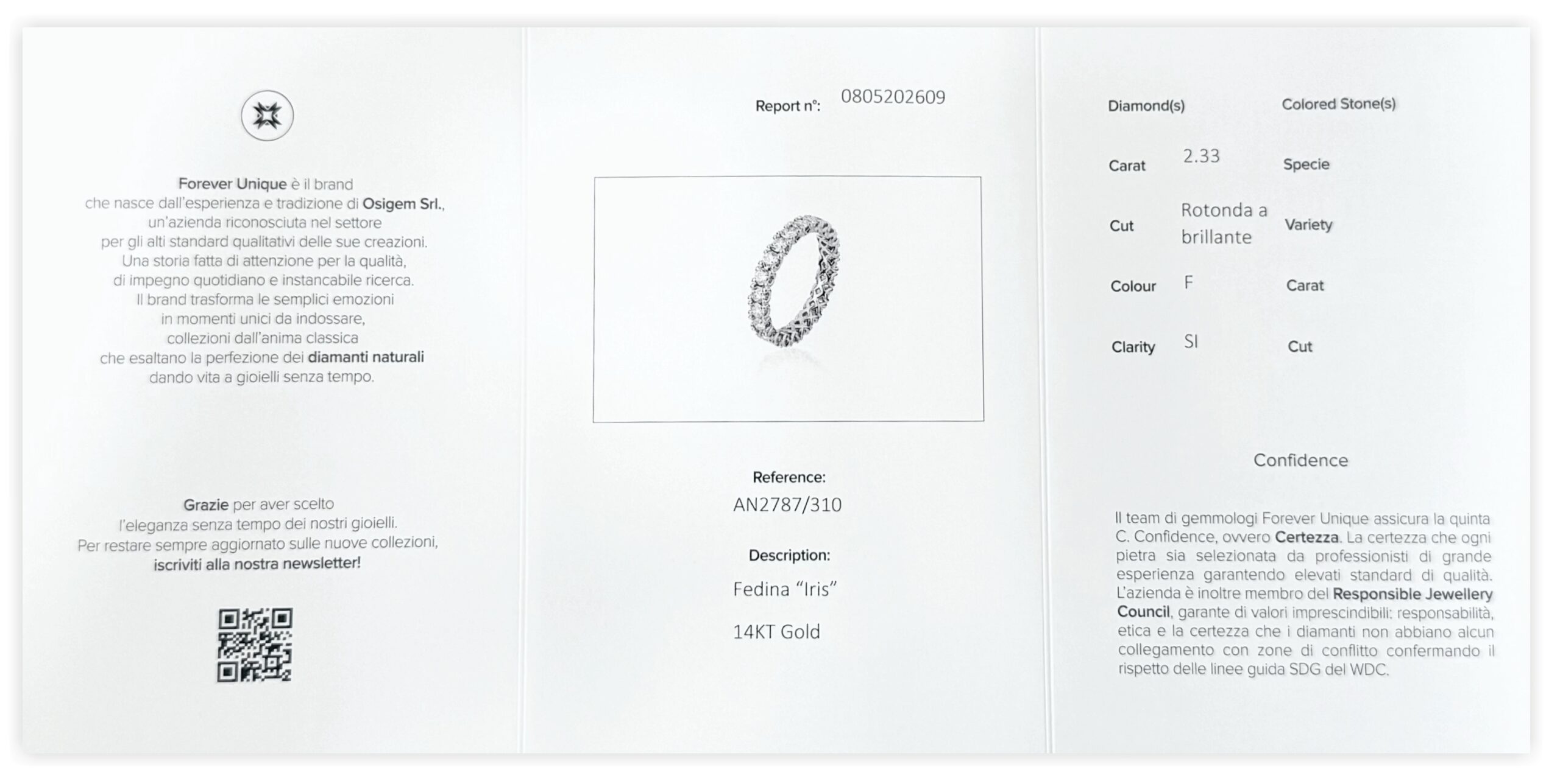 Gyémánt gyűrű 2.33ct Osigem-Responsible Jewellery Council-Forever unique 0805202609 - Image 3