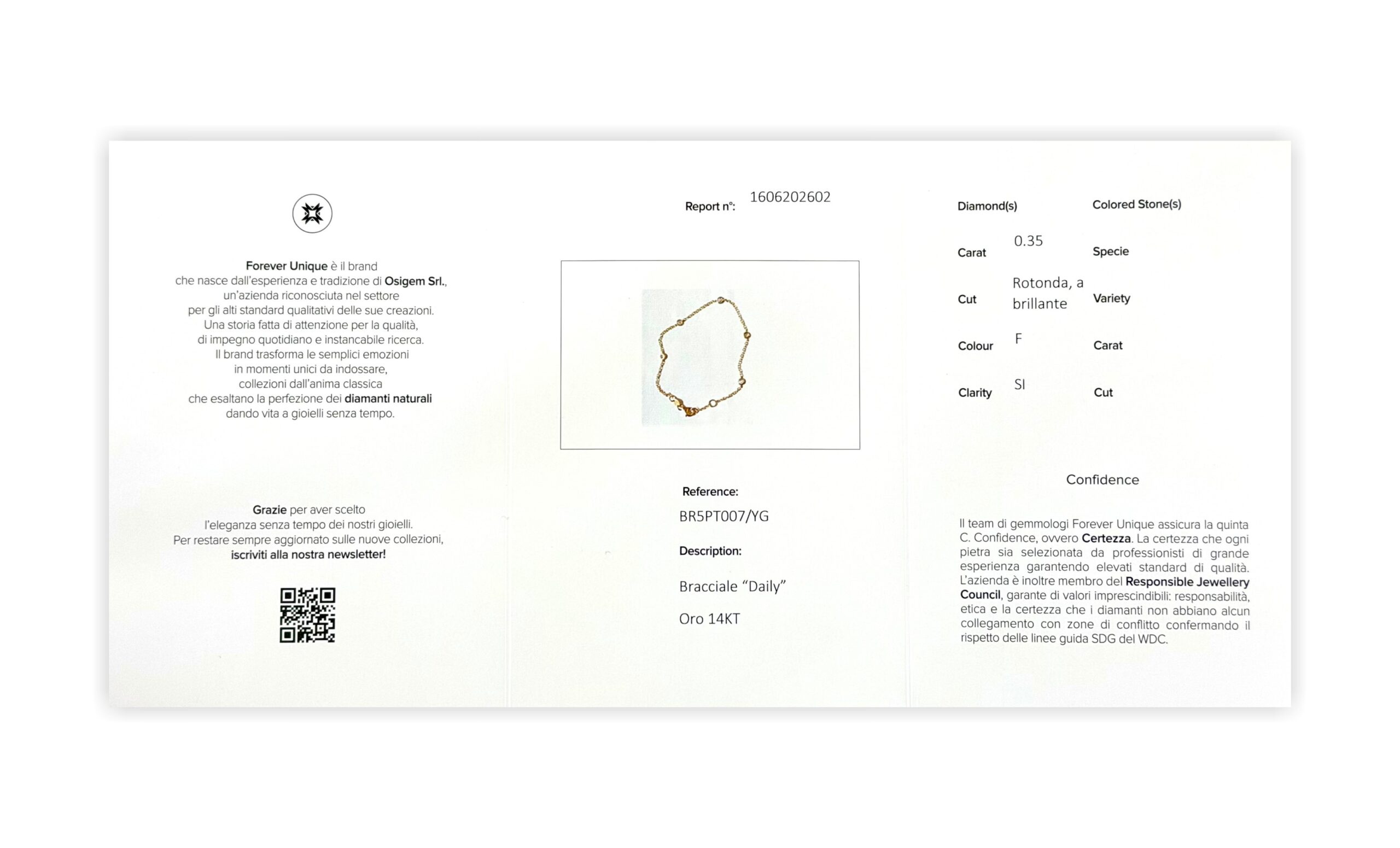 Gyémánt karlánc 035ct Osigem-Responsible Jewellery Council-Forever unique 1606202602 - Image 2