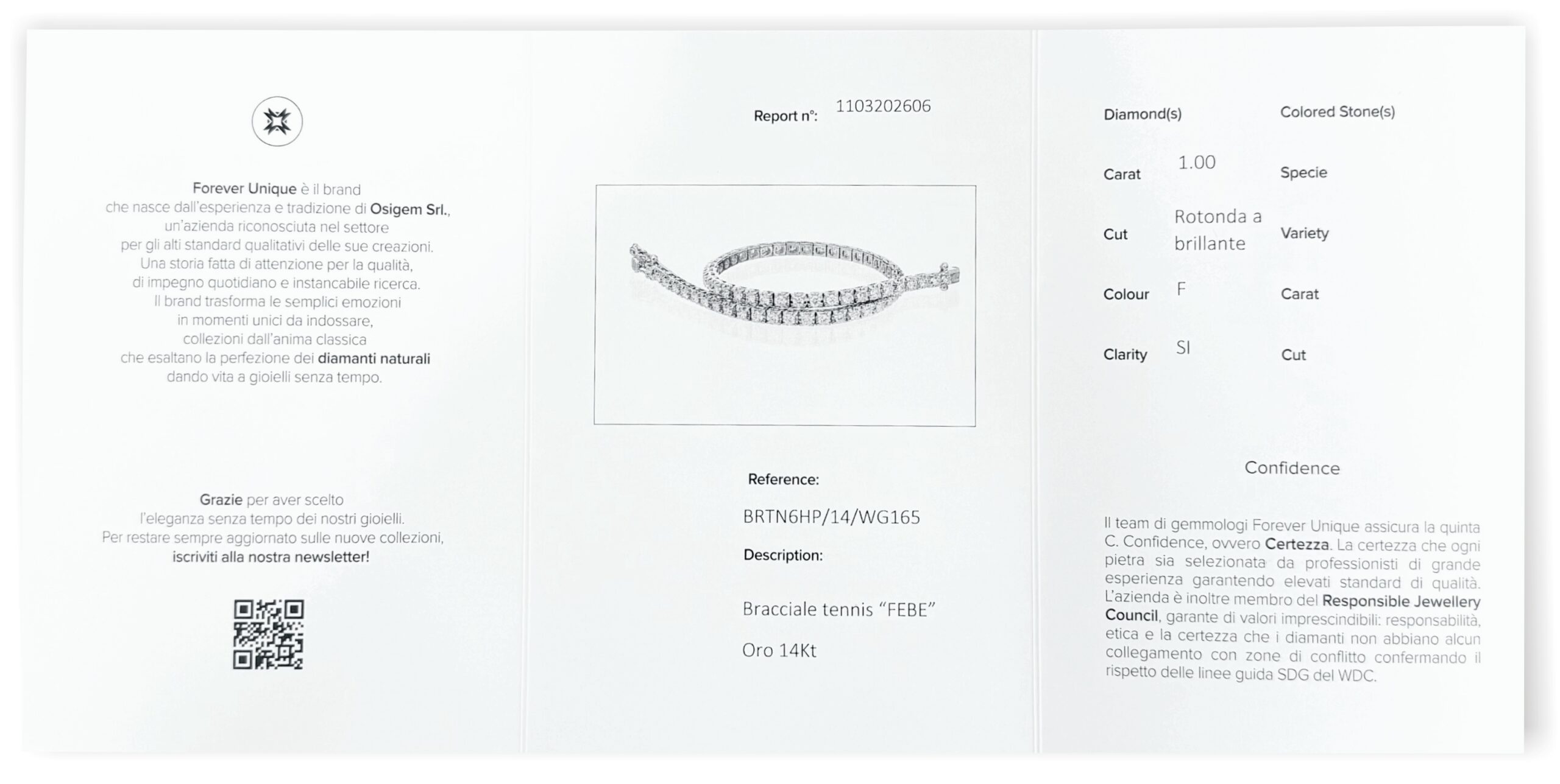 Gyémánt karlánc 1 ct Osigem-Responsible Jewellery Council-Forever unique 1103202606 - Image 2